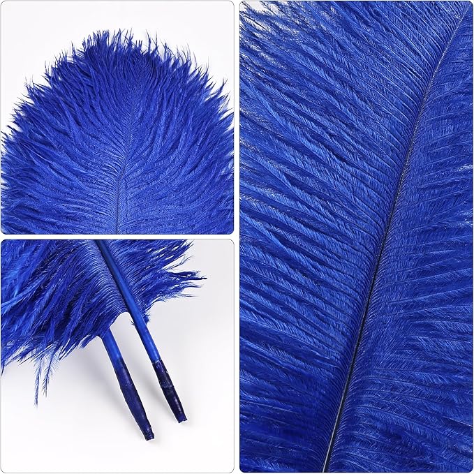 THARAHT Blue Ostrich Feathers 12pcs Natural Bulk 8-10Inch 20cm-25cm for Crafts Wedding Party Centerpieces Easter Gatsbi and Home Decoration Feathers-Ruum Studio Home