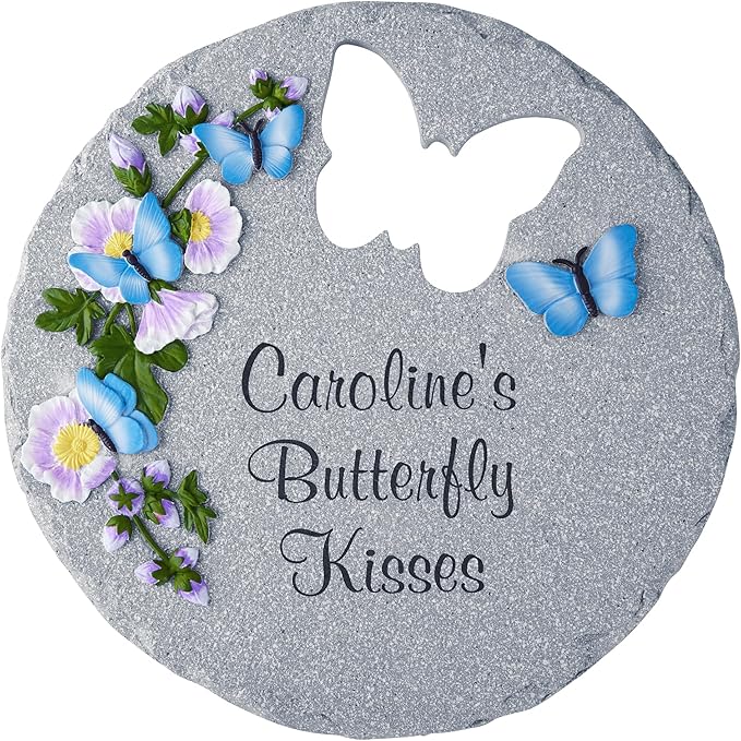 Let's Make Memories Personalized Garden Décor - Custom Garden Stone - Indoor/Outdoor - for Mom or Grandma - for Her - Engraved - Durable Resin - Butterfly Stone-Ruum Studio Home