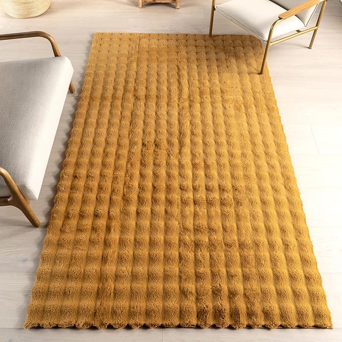 nuLOOM Jeni Checkered 3'9" x 6' Machine Washable Area Rug for Living Room Bedroom Dining Room Kitchen, Gold-Ruum Studio Home