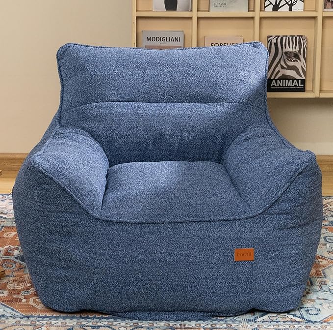 Bean Bag Chair for Adults, Comfy Tufted Bean Bag Chair Sofa with Armrests, Lazy Beanbag Chair with Foam Filler Stuffed Bean Bag Couch Sofa for Reading in Bedroom, Living Room and Dorms-Ruum Studio Home
