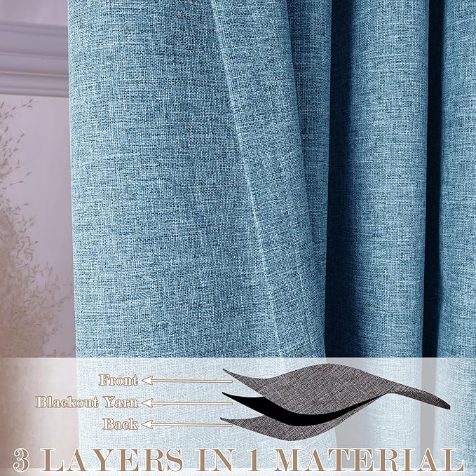 150 Inches Extra Wide Room Divider Draperies, Pinch Pleat Drapes, Absolutely Blackout Sliding Door Drapery, Total Privacy Ceiling Track Curtains, 150" W by 102" L, Blue (1 Panel)-Ruum Studio Home
