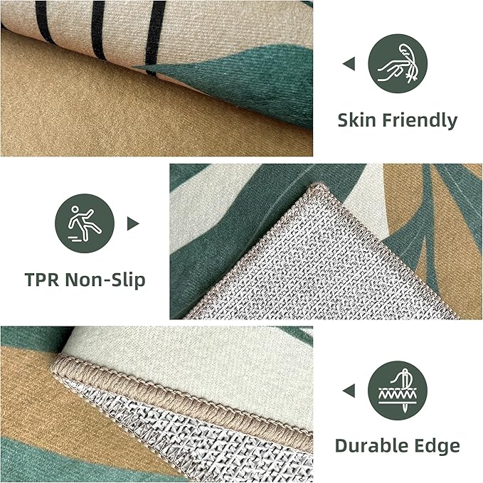 Indoor Outdoor Area Rug, Mid Century Sun Outdoor Patio Rug,Washable Abstract Art Leaves Eucalyptus Runway Rugs Non-Slip Carpet for Camping, Bedroom, Deck(8x10)-Ruum Studio Home