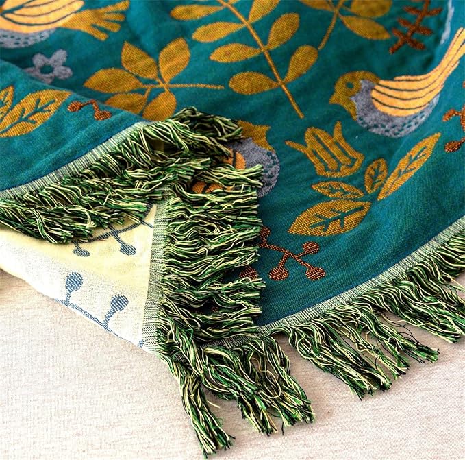 Summer Throw Blanket for Bed Couch 90''x 98'' Boho Throws 100% Cotton Muslin Travel Mexican Blanket Warm Soft Blankets Decorative Farmhouse Vintage Throws and Best Gifts-Ruum Studio Home