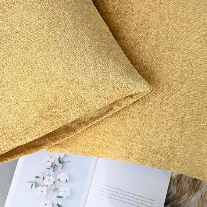 CaliTime Throw Pillow Covers Decorative 20 X 26 Inches Pack of 2 Cozy Chenille Standard Pillow Shams Cases for Couch Sofa Bed Living Room Home Gold-Ruum Studio Home
