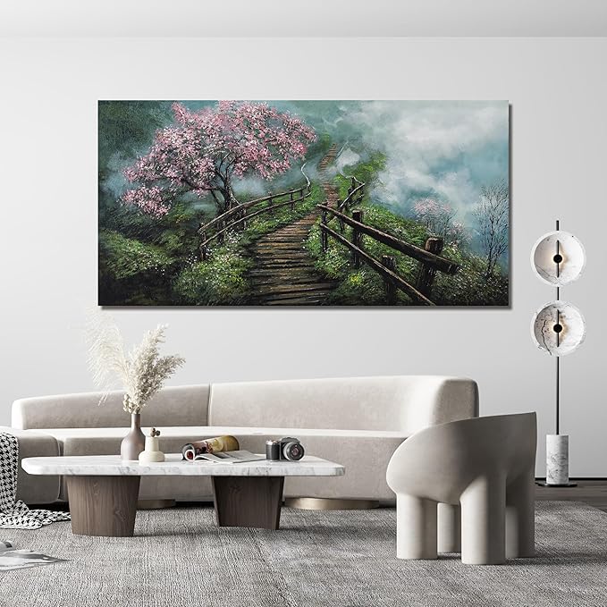 Dimpaga Canvas Wall Art Decor Large Wall Art Pictures for Living Room Tree of Life Wall Art Prints Foggy Trail Wall Art Decor Large Artwork for Walls for Room Home Office Wall Decor 29" X 58"-Ruum Studio Home