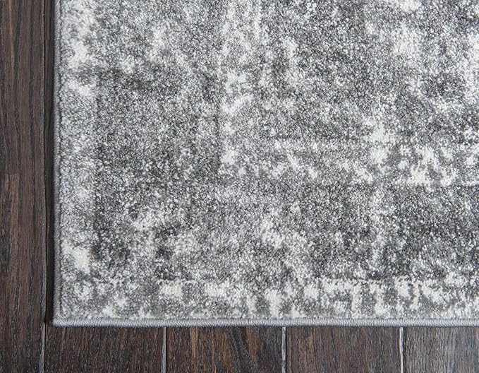 Unique Loom Rosso Collection Vintage, Traditional, Bohemian, Geometric, Distressed, Southwestern Area Rug, 5' 0" x 8' 0", Gray/Ivory-Ruum Studio Home