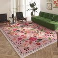 Area Rugs 8x10 Rug for Living Room Clearance Washable Boho Area Rug Non Slip Floral Vintage Low Pile Large Rug for Living Room, Bedroom, Farmhouse, Dining Room, Kids Playroom(Pink)-Ruum Studio Home