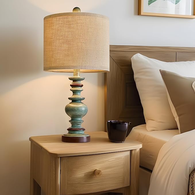 BOBOMOMO 20" Farmhouse Lamps for Bedrooms Set of 2, Retro Side Table Lamps Bedside Lamp for Side Nightstand Living Room（Suitable for Decorating Small Areas）-Ruum Studio Home