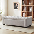 48" Ottoman with Storage, Storage Ottoman Bench with Safety Hinge, Upholstered Entryway Bench with Seating for Bedroom, Living Room, Holds up to 330 lb(Light Gray)-Ruum Studio Home