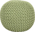 REDEARTH Round Pouf Foot Stool Ottoman - Cotton Knitted Cord Boho Pouffe - Cable Poof Filled Footrest Stuffed for Living Room - Nursery - Bedroom - Patio - Lounge (19.5"x19.5"x14") - Kiwi-Ruum Studio Home