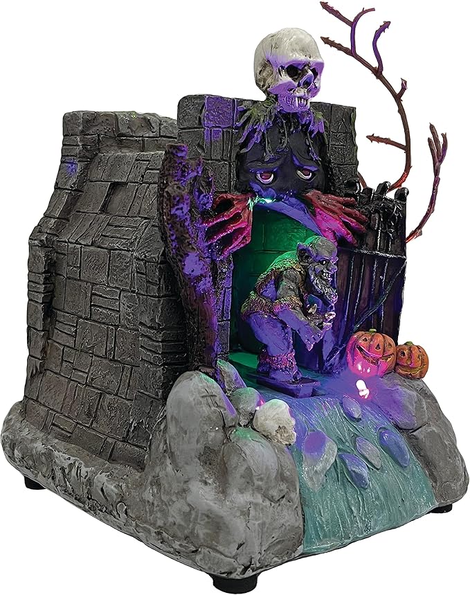 Animated Drainpipe Ghoul Halloween Figurine | Spooky Town Collection Accessories with Multi-Color LED, Motion and Sound for Halloween Decorations | 8.66 Inch-Ruum Studio Home