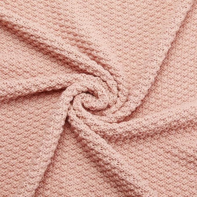 Amazon Basics Chunky Cable Knit Throw Blanket for Couch, Sofa, Bed, Lightweight Soft Cozy, Dusty Rose, 50"x 60"-Ruum Studio Home