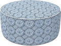 LVTXIII Outdoor Inflatable Ottoman, Fade-Resistant Round Footrest Stool D31”x H14”, Portable Patio Pouf for Garden Camping or Home Use, Medallion Blue-Ruum Studio Home