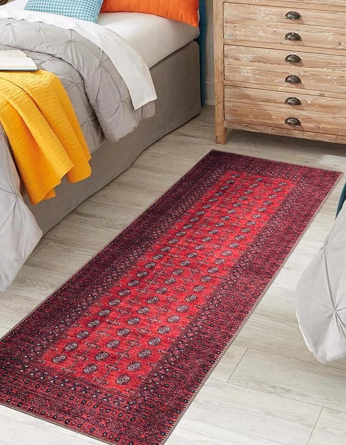 Keen Home Design 2x12 Rug - Machine Washable Runner Rug with Non-Slip Backing, Ideal for Hallway, Entryway, Kitchen, Laundry Room - Vintage, Easy Clean, Durable, Low Pile - (2'6" x 12')-Ruum Studio Home
