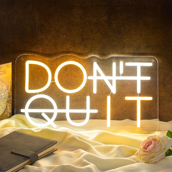 Don't Quit LED Neon Sign for Wall Decor, DO IT Neon Lights Party Decorations, USB Powered Switch Neon Lights lighting adjustable for Office Room, Gym Room, Man Cave, Gamer Room-Ruum Studio Home