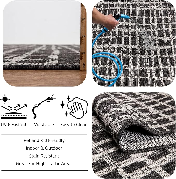 Keen Home Design Outdoor Runner Rug - 2x10 Washable Indoor/Outdoor Rug for Patio, Balcony, Kitchen, Garden, Beach, Deck and Porch. Size: 2'2" x 9'11"-Ruum Studio Home