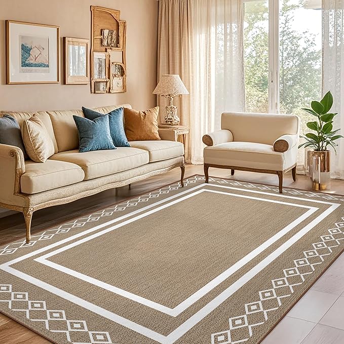 Outdoor Patio Rug, Outside Rectangular Carpet, Moroccan Geometric Rugs, Washable Large Indoor Outdoor Rug 6x9 Mats for RV, Picnic, Backyard, Deck, Balcony, Porch, Beach-Ruum Studio Home