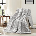 L'AGRATY Chunky Knit Blanket Throw - Soft Chunky Throw Blanket 50''x60'': 100% Hand Kintted Chenile Crochet Throw Blanket for Couch - Large Cable Knit Chunky Blanket for Home Decor(Grey)-Ruum Studio Home