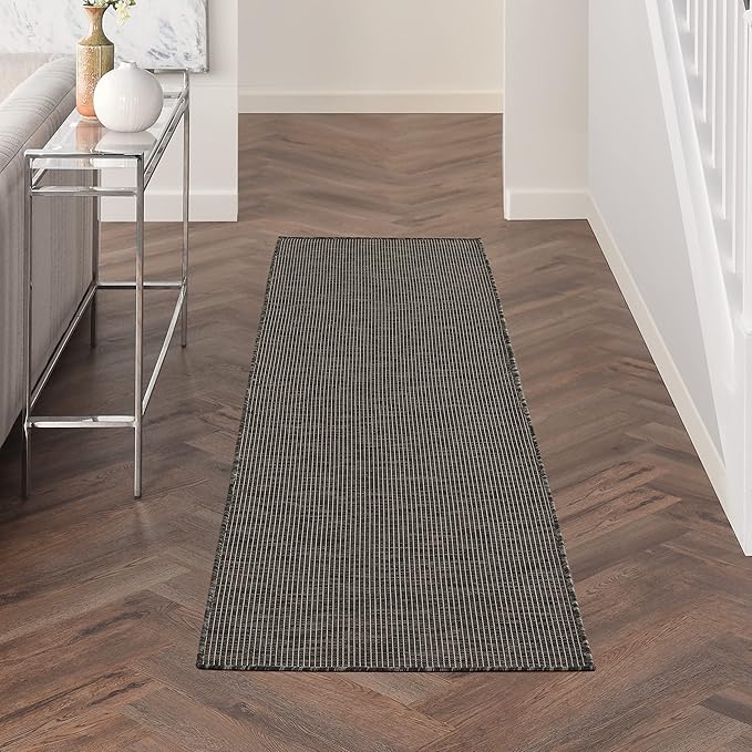 Nourison Home Positano Charcoal 2' x 6' Area Rug Easy Clean, Non Shedding, Bed Room, Living Room, Dining Room, Kitchen (6' Runner)-Ruum Studio Home