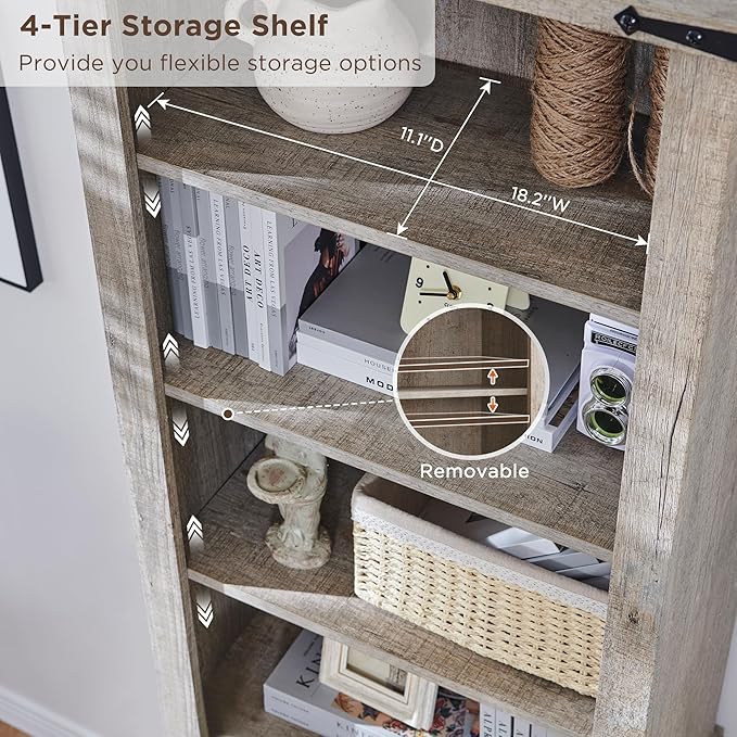 RedLemon Bookcase with 2 File Drawers, 72" Tall Farmhouse Bookshelf with Storage and Adjustable Shelves, 4 Tier Rustic Wood Bookshelf with Cabinet for Home Office, Living Room (Light Rustic Oak)-Ruum Studio Home