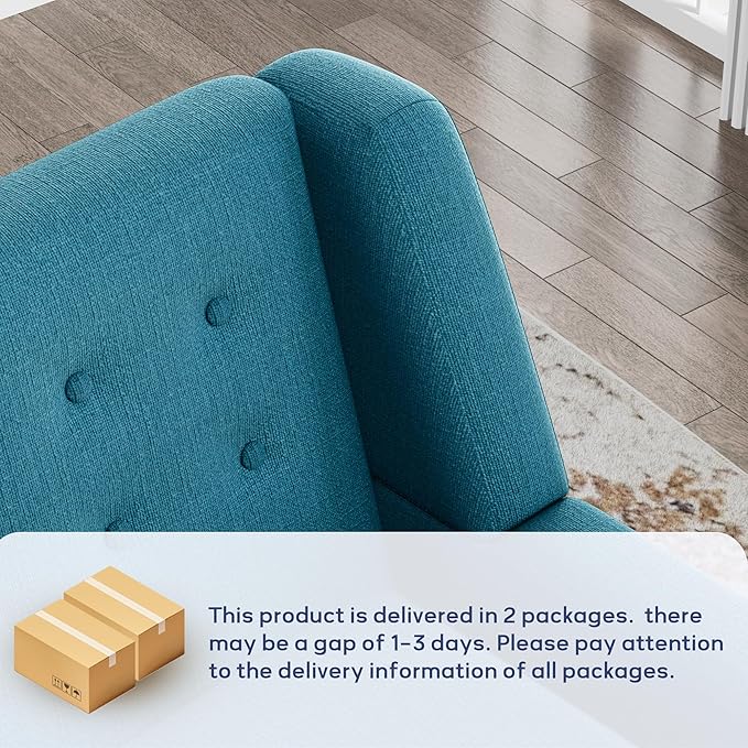 HUIMO Button-Tufted Accent Chairs Set of 2,Upholstered Reading Living Room Chair,Mid Century Modern Chair with Linen Fabric, Club Chair,Comfy Arm Chairs for Living Room,Bedroom,Lake Blue-Ruum Studio Home