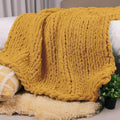 Carriediosa Chunky Knit Throw Blanket 50" X 60", 100% Hand Made Large Chenille Loop Yarn Soft Fluffy Throws for Couch Sofa Bed, Big Crochet Cozy Heavy Thick Cable Woven Blanket, Yellow-Ruum Studio Home