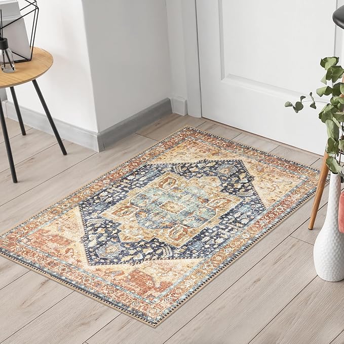 Keen Home Design 2x3 Rug - Machine Washable Entry Rug with Non-Slip Backing, Ideal for Enteryway, Kitchen, Bathroom, Laundry Room - Vintage, Easy Clean, Durable, Low Pile Rug - (2' x 3')-Ruum Studio Home