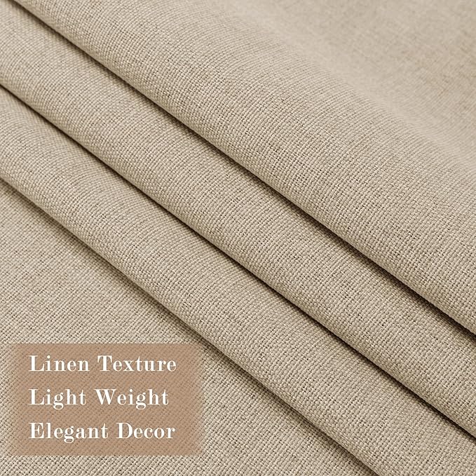 100% Blackout Linen Textured Drapes for Bedroom Pinch Pleated Curtains for Track System Portable Drapery for Sliding Glass Door/Storage/Space Room Divider, 70" Wx96 L, 1 PC, Sand Beige-Ruum Studio Home