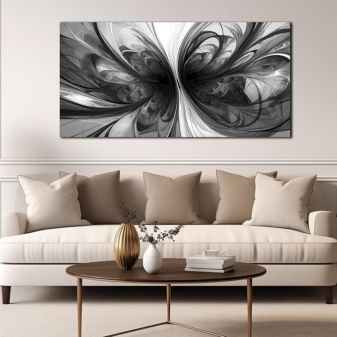 Large Abstract Canvas Wall Art Living Room Black Art Wall Decor for Office Teenage Boy Room Decor 29 x 59 Inch-Ruum Studio Home