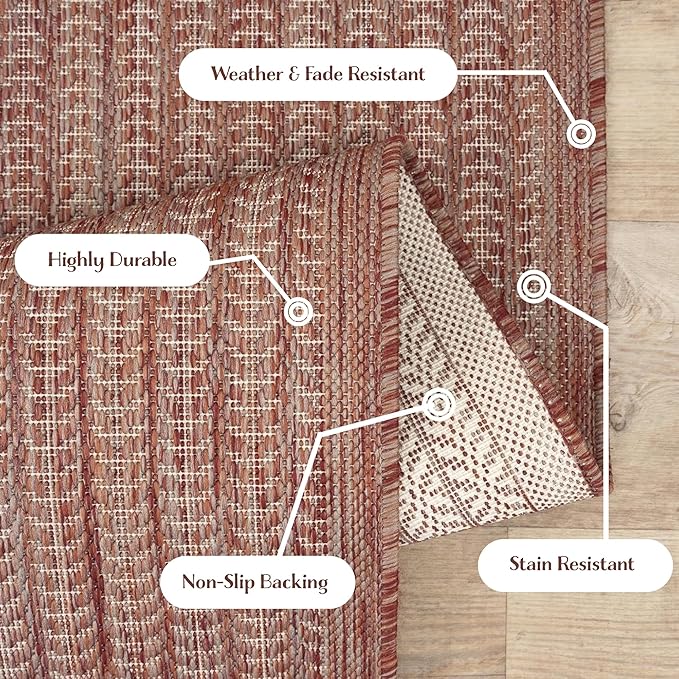 Adiva Rugs Outdoor Indoor Area Rug, Weather Resistant, Easy to Clean, Stain Resistant Floor Mat for Dining Room, Backyard, Deck, Patio (Copper Weiss, 6' x 9')-Ruum Studio Home