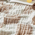 EMME Checkered Cotton Blanket Twin Large 60"x80" 100% Muslin for Couch Breathable Cooling Gauze All Season Soft and Lightweight Pre-Washed (Light Tan)-Ruum Studio Home
