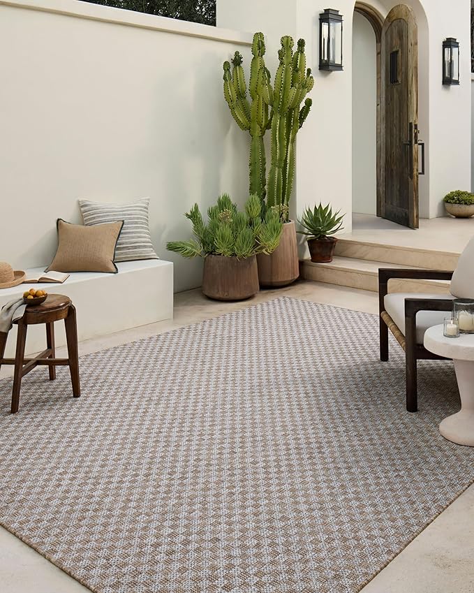 Loloi Amber Lewis Topanga Collection TOP-02 Natural/Silver 6'-7" x 9'-4" Indoor/Outdoor Area Rug-Ruum Studio Home