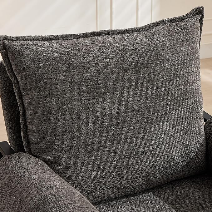 YISHENG Accent Chair with 6-Angle Adjustable Backrest, Chenille Fabric Living Room Chair Upholstered Lounge Chair, Modern Chair Cozy Reclining Chair for Reading Room, 1PC Gray-Ruum Studio Home