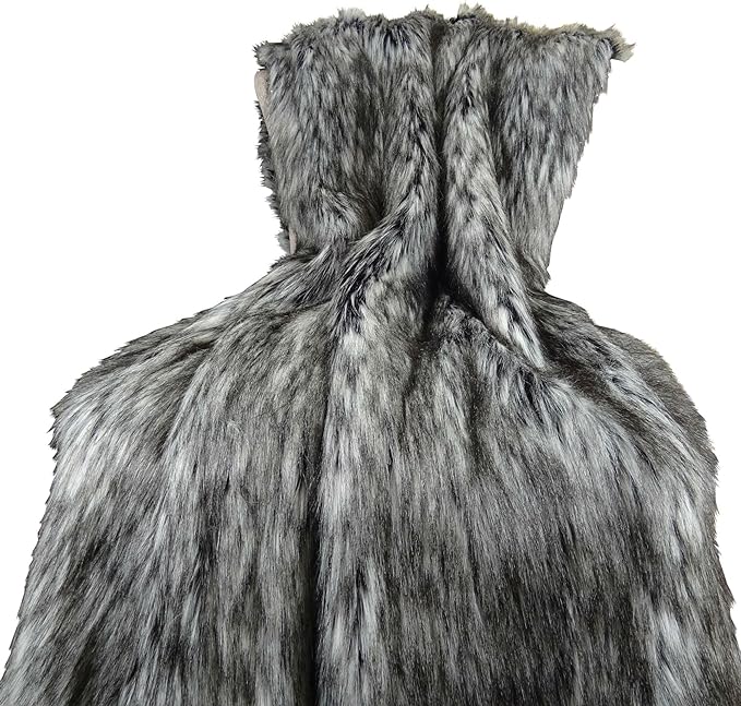 Exotic Siberian Husky Faux Faur Throw Blanket - Gray White Black Husky Fur - Gray Faux Fur Throw Blanket - Luxury Soft Faux Fur, Handmade in US, 16411-Ruum Studio Home