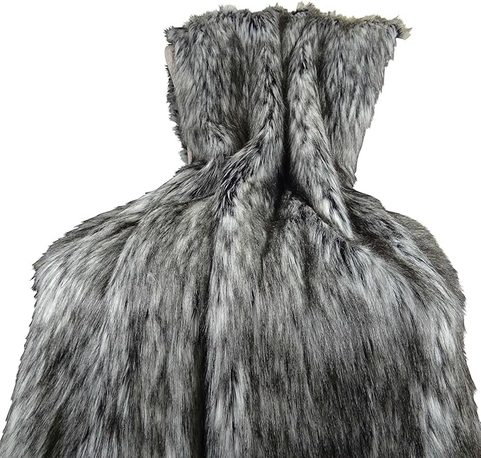 Exotic Siberian Husky Faux Faur Throw Blanket - Gray White Black Husky Fur - Gray Faux Fur Throw Blanket - Luxury Soft Faux Fur, Handmade in USA, 16411-Ruum Studio Home
