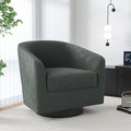 Swivel Barrel Accent Chair, Modern Round Chenille Fabric Arm Chair for Living Room, Bedroom, Comfy Club Reading Chairs for Adults（Chenille Fabric, Grey, Set of 1-Ruum Studio Home
