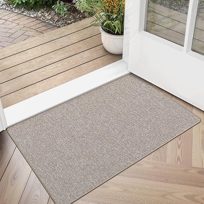 LUMI Ultra Thin Door Mat for Entryway, Low Profile Non Slip Rubber Backing Indoor Doormat, Easy Clean Welcome Entrance Mat for Inside House, Patio,Beige 20"x32"-Ruum Studio Home
