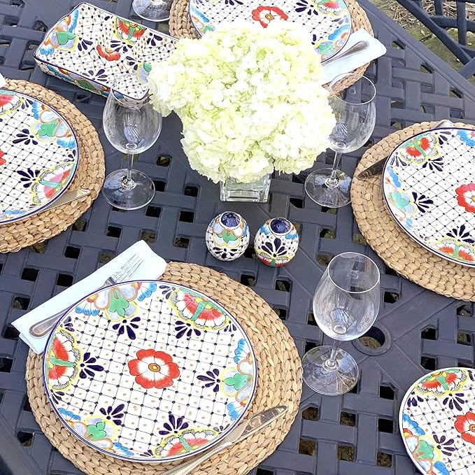 Encantada Handmade Hand-Painted Authentic Mexican Pottery Mugs (1-Pack, Dots & Flowers)-Ruum Studio Home