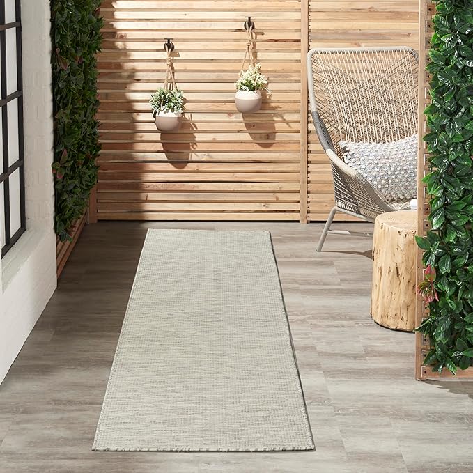 Nourison Positano Light Grey 2' x 6' Area Rug Easy Clean, Non Shedding, Bed Room, Living Room, Dining Room, Kitchen (6' Runner)-Ruum Studio Home