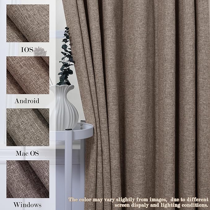 Room Divider Curtains Screen Partitions, Linen Look 100% Blackout Drapery 84 Inches Long, 120" Wide Pinch Pleated Window Drapes, Privacy Protecting, Light Blocking, (1 PC, Light Brown)-Ruum Studio Home