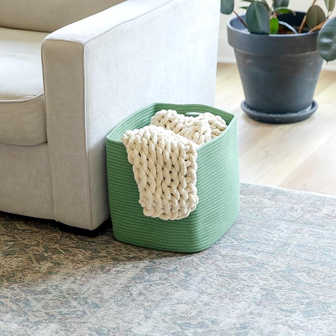 NaturalCozy 13x15x13 Kallax Storage Cubes Bins, 3 Pack | Cotton Rope Cube Storage Bin Woven Baskets for Organizing | Kallax Insert Storage Baskets for Shelves Organizer, Kids Toy, Closet Baby Nursery-Ruum Studio Home
