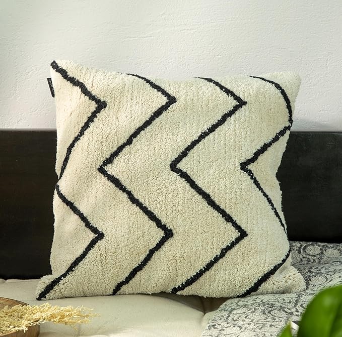 Tufted Boho Pillow Covers 18X18 Inch Throw Pillow Covers Decorative Cushion Cover Exquisitely Crafted with Hand-Finished Tuft Farmhouse Pillow Case for Couch Sofa Bed Living Room Bedroom-Ruum Studio Home