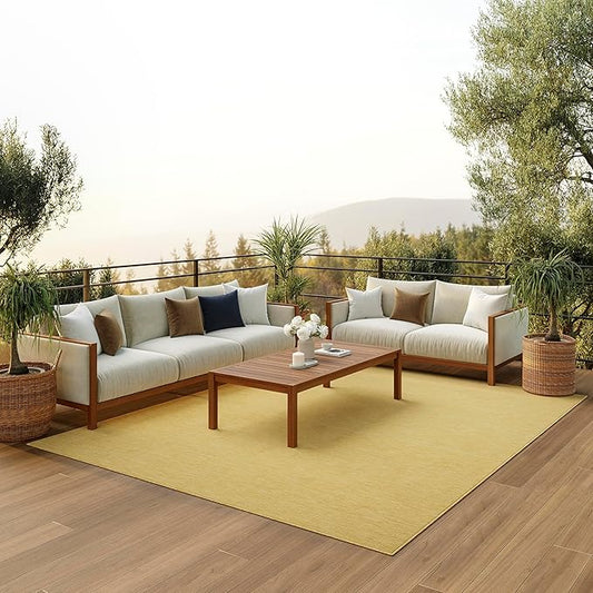 Nourison Positano Indoor-Outdoor Yellow 8' x 10' Area Rug, Easy Cleaning, Non Shedding, Bed Room, Living Room, Dining Room, Backyard, Deck, Patio (8x10)-Ruum Studio Home