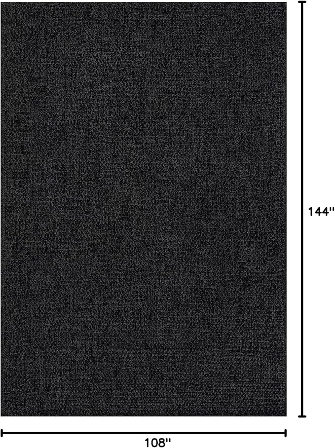 CAMILSON Easy Jute Rug 9x12, Indoor Outdoor Dark Gray Black Farmhouse Area Rugs for Living Room Patio and Kitchen Rug Solid Boho Woven Design Easy-Cleaning Washable Outside Carpet Alfombras (9 x 12)-Ruum Studio Home