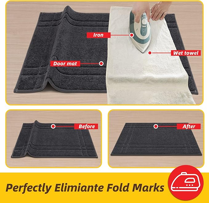 JSEI Entryway Rugs Doormat 20"x32", Non-Slip Dirt Trapper Door Mats Indoor, Washable Absorbent and Stain Resist Welcome Floor Mat for Front Door, Dog Door Mat, Muddy Wet Shoes & Paws, Dark Grey-Ruum Studio Home
