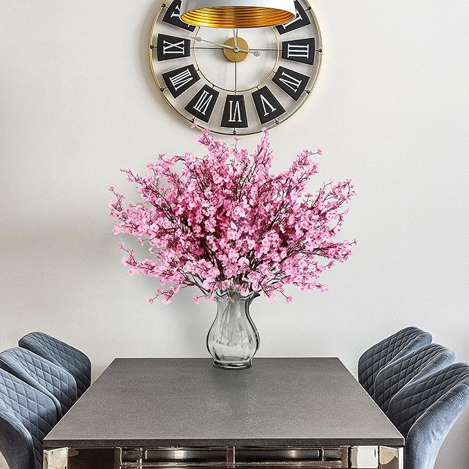 Sggvecsy 15 Pcs Babys Breath Artificial Flowers Gypsophila Bouquets Bulk Real Touch Fake Silk Flowers for Home Wedding DIY Floral Arrangement Kitchen Table Centerpiece Festival Decoration (Pink)-Ruum Studio Home