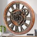 HOIBAI Large Wall Clock, Wall Clocks for Living Room Decor 20 Inch Farmhouse Vintage Rustic Kitchen Wall Decor Vintage Roman Oversized Wall Clock for Home Bedroom House, Moving Gears Clock-Ruum Studio Home