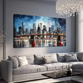 Brooklyn Bridge Wall Art for Bedroom,Modern City Large Canvas Wall Art Living Room,Blue Home Office Decor 29 x 59 Inch-Ruum Studio Home