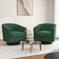 Swivel Barrel Accent Chair, Modern Round Corduroy Fabric Arm Chair for Living Room, Bedroom, Comfy Club Reading Chairs for Adults (Corduroy Dark Green, Set of 2)-Ruum Studio Home