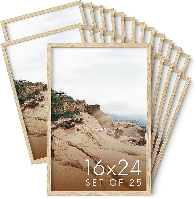 Haus and Hues 16x24 Natural Oak Wood Picture Frames Set of 25 - Premium Bulk Picture Frames 12x16 Bundle - Elegant Gallery Wall Frame Set for Posters, Art Display - Ideal for Wall Decor in Home &-Ruum Studio Home